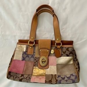 Original Coach signature patch-work satchel purse multi-color handbag